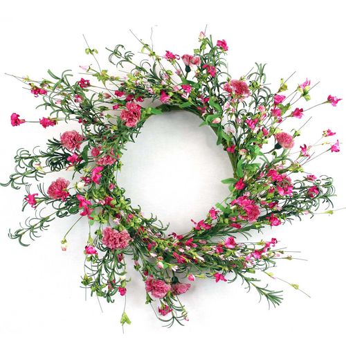 24" Pink Queen Celosia Wreath - Click Image to Close